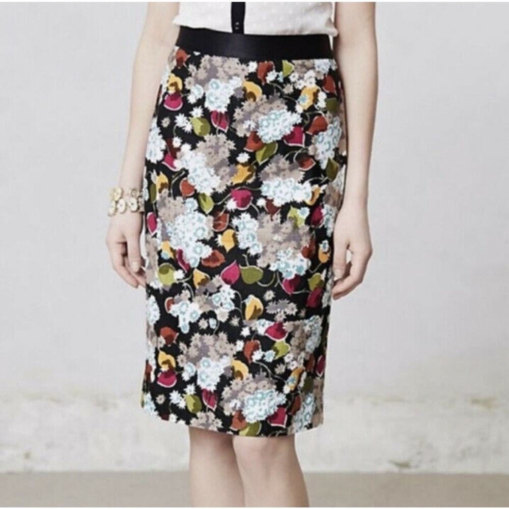 Girls From Savoy Women's Skirt Sz 2 Floral Pencil Linen Blend Lined